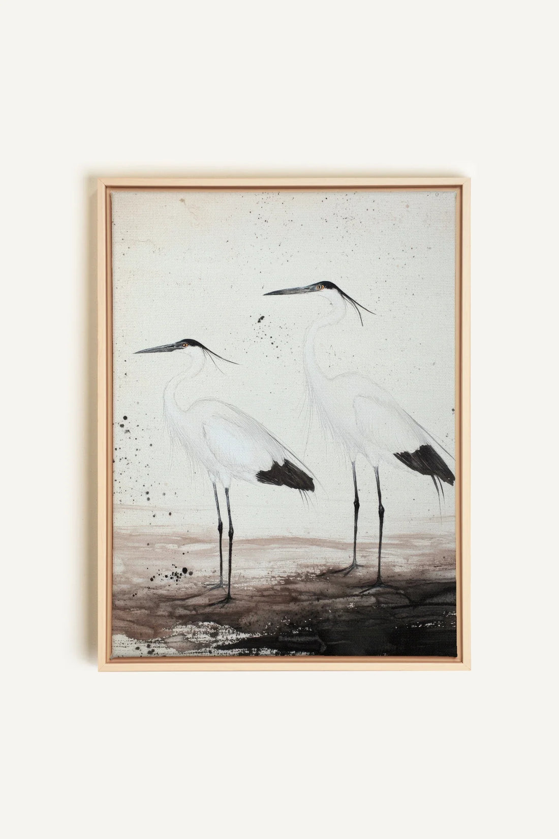 OLEKA CANVAS - DANSE DES PLUMES, Oeuvre sur toile étirée, encadré Naturel Clair