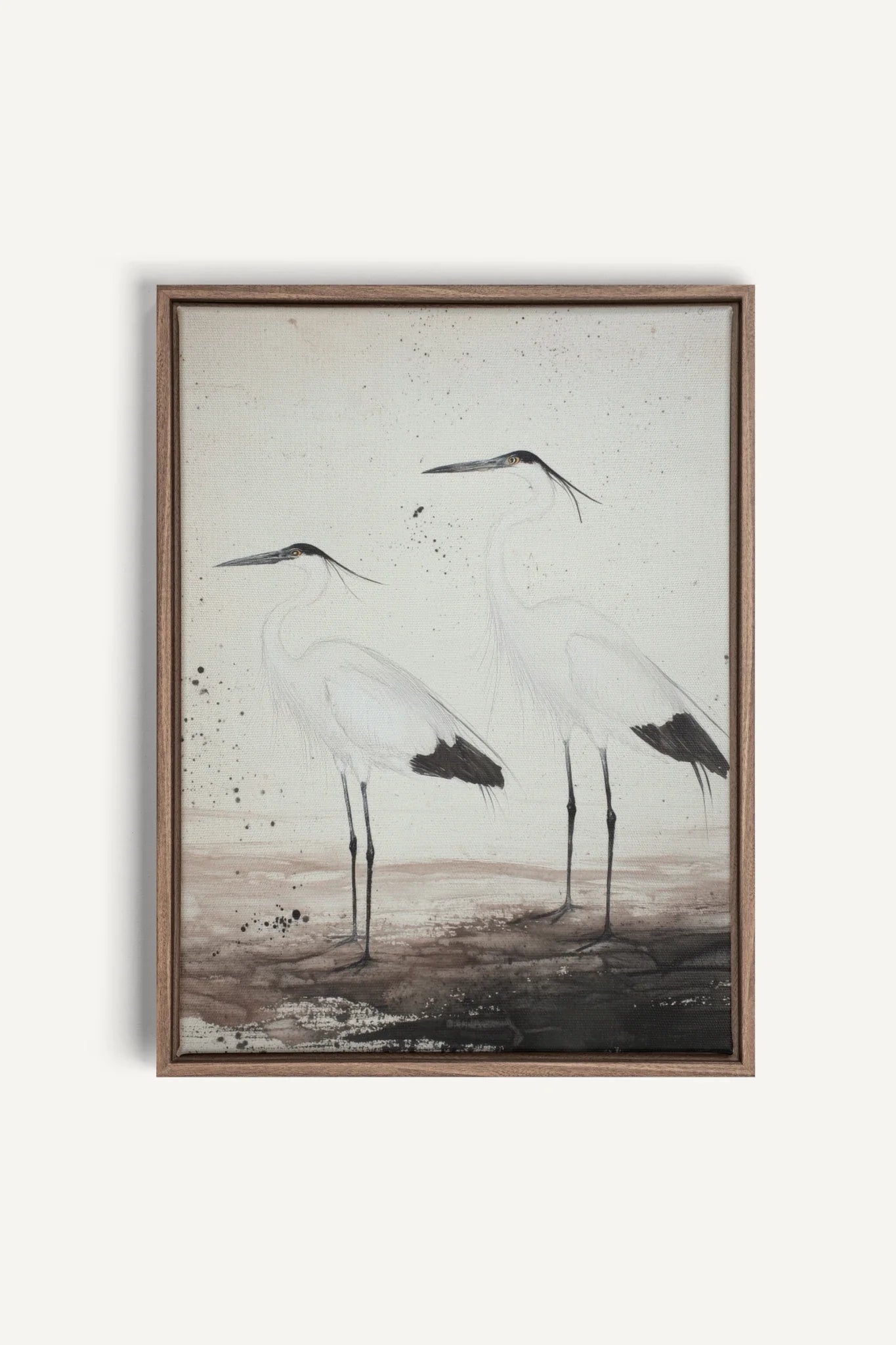 OLEKA CANVAS - DANSE DES PLUMES, Oeuvre sur toile étirée, encadré Brun Chêne