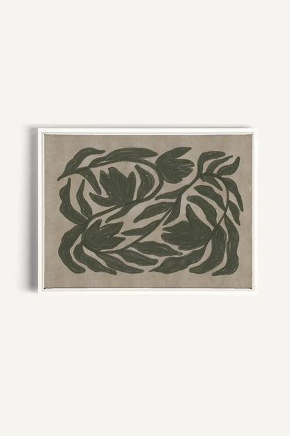 OLEKA CANVAS - DANSE VÉGÉTALE, Oeuvre sur toile étirée, encadré Blanc