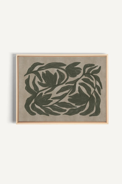 OLEKA CANVAS - DANSE VÉGÉTALE, Oeuvre sur toile étirée, encadré Naturel Clair