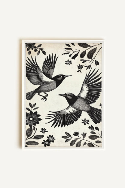 OLEKA CANVAS - DARK WINGS, Oeuvre sur toile étirée, encadré Blanc