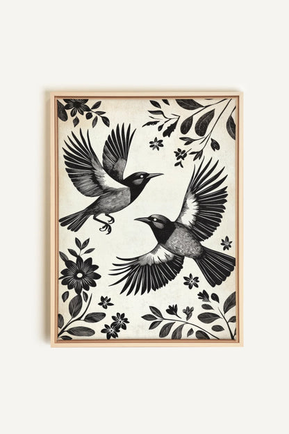 OLEKA CANVAS - DARK WINGS, Oeuvre sur toile étirée, encadré Naturel Clair