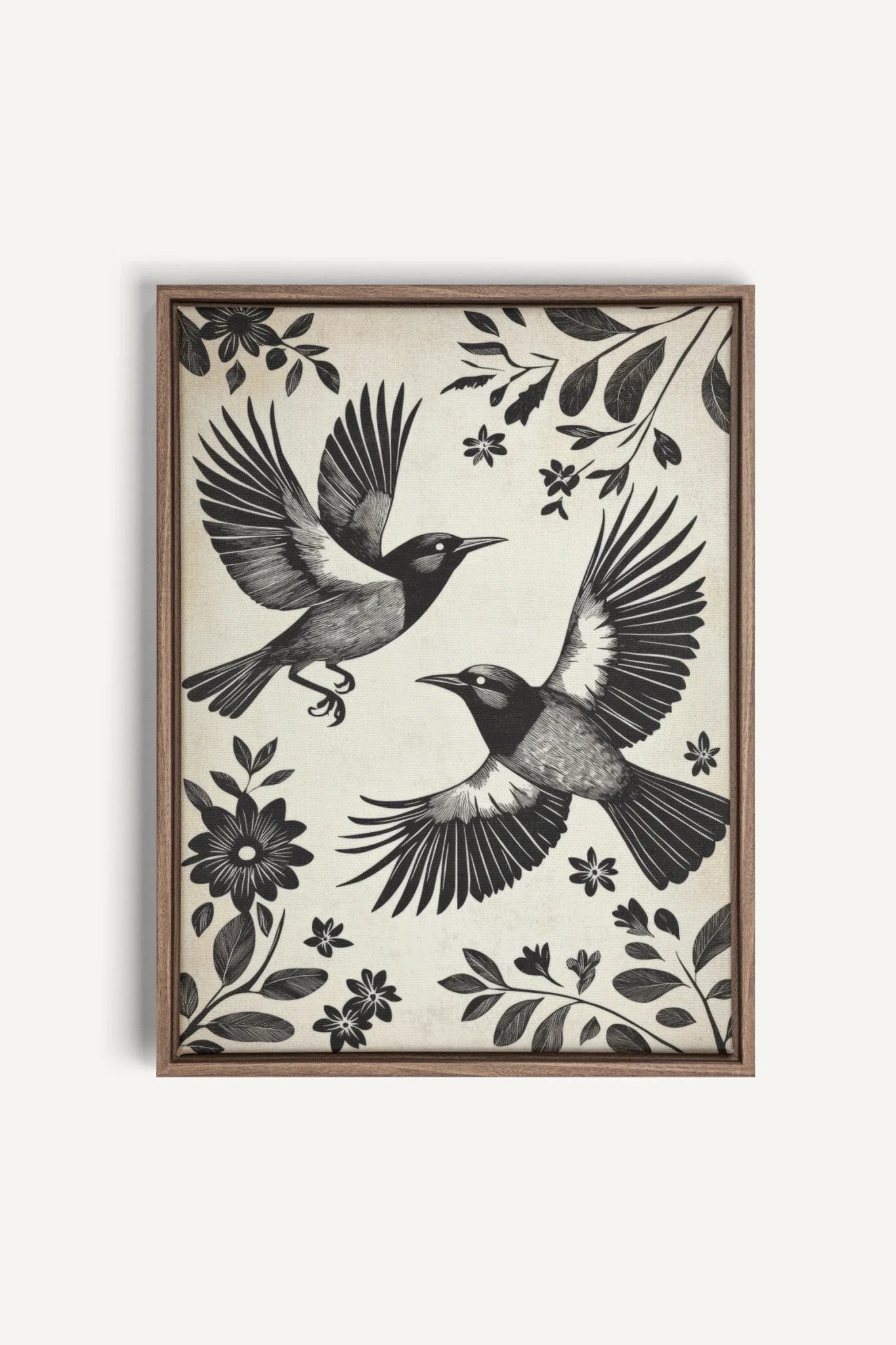 OLEKA CANVAS - DARK WINGS, Oeuvre sur toile étirée, encadré Brun Chêne