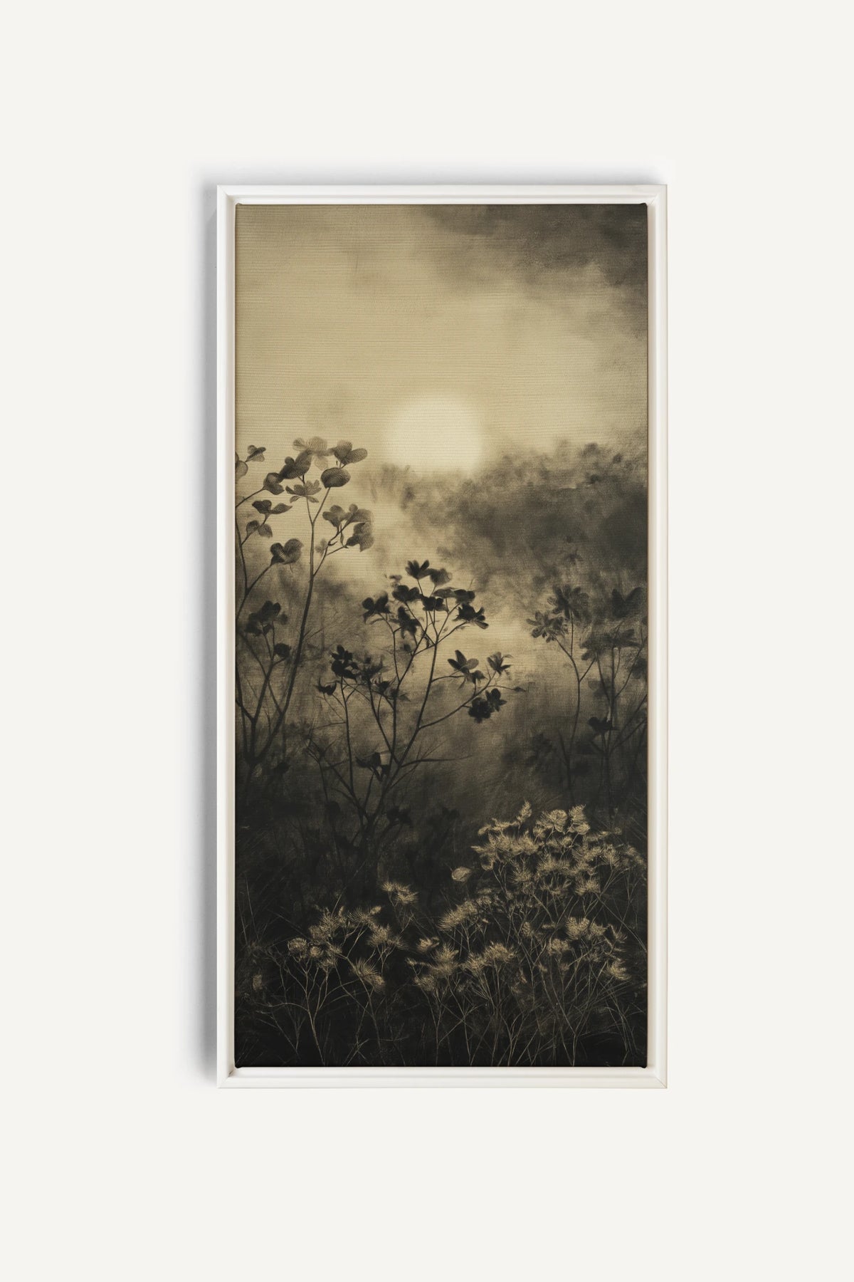 DAWN AWAKENS, Artwork on stretched canvas, White frame