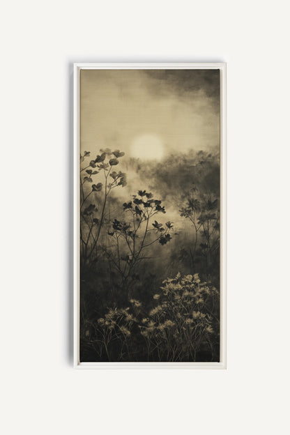 DAWN AWAKENS, Artwork on stretched canvas, White frame