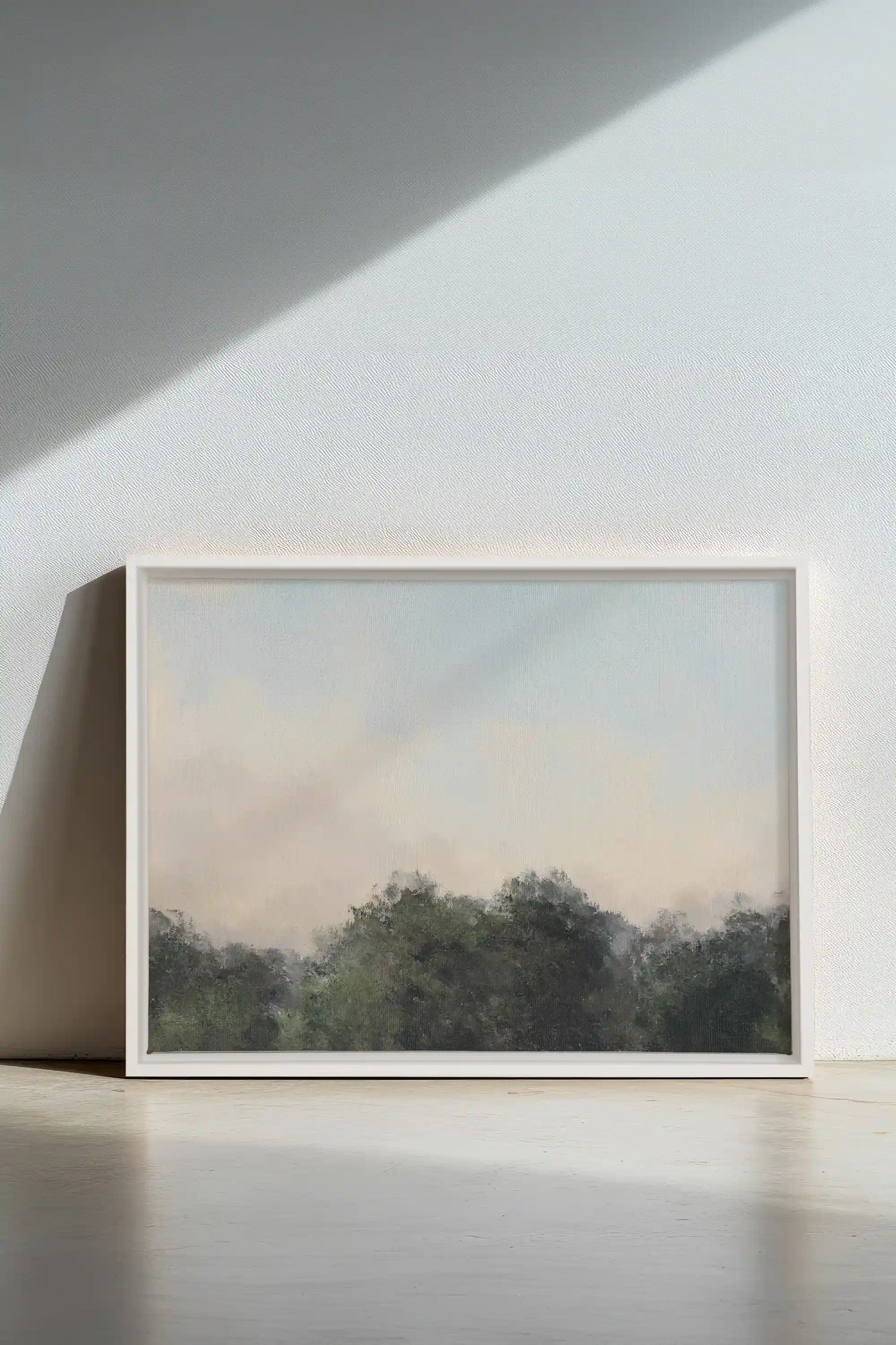 DAWN II, Artwork on stretched canvas, framed in white