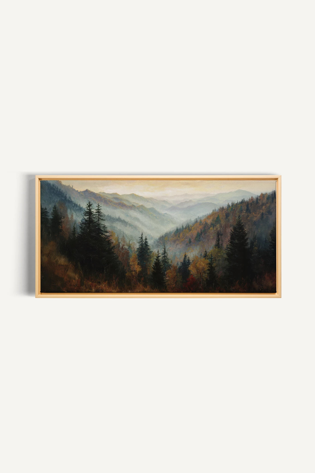 DAWN IN THE PINES, Oeuvre sur toile étirée, encadré Naturel Clair