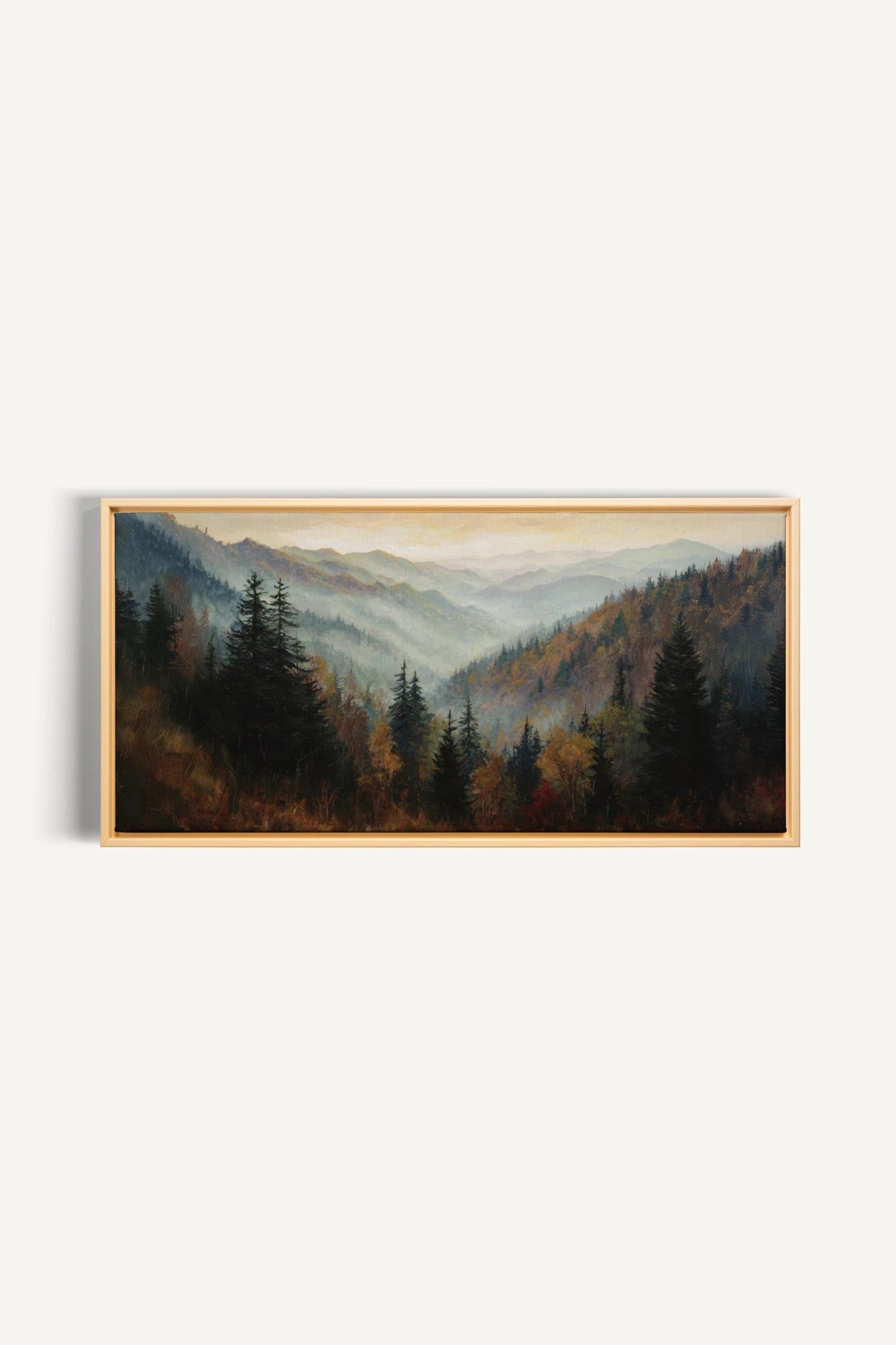 DAWN IN THE PINES, Oeuvre sur toile étirée, encadré Naturel Clair