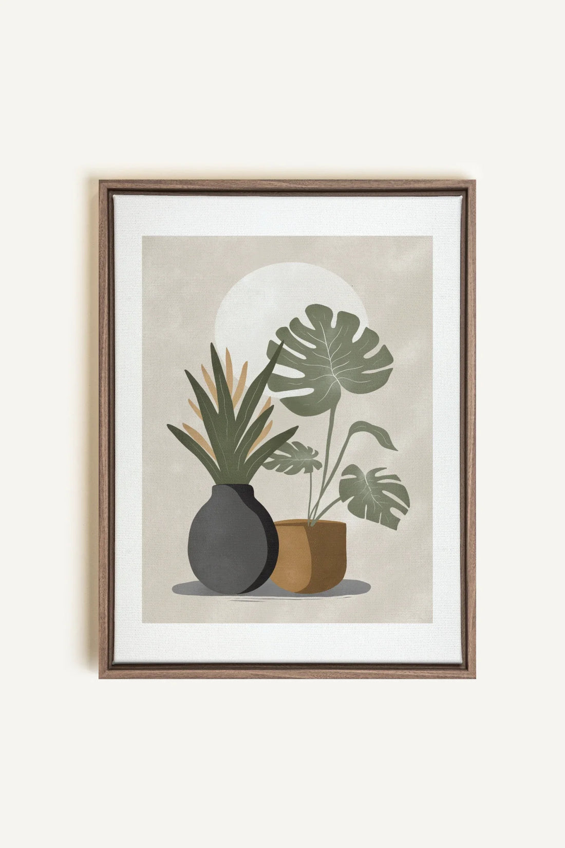 OLEKA CANVAS - DESERT GREENS, Oeuvre sur toile étirée, encadré Brun Chêne