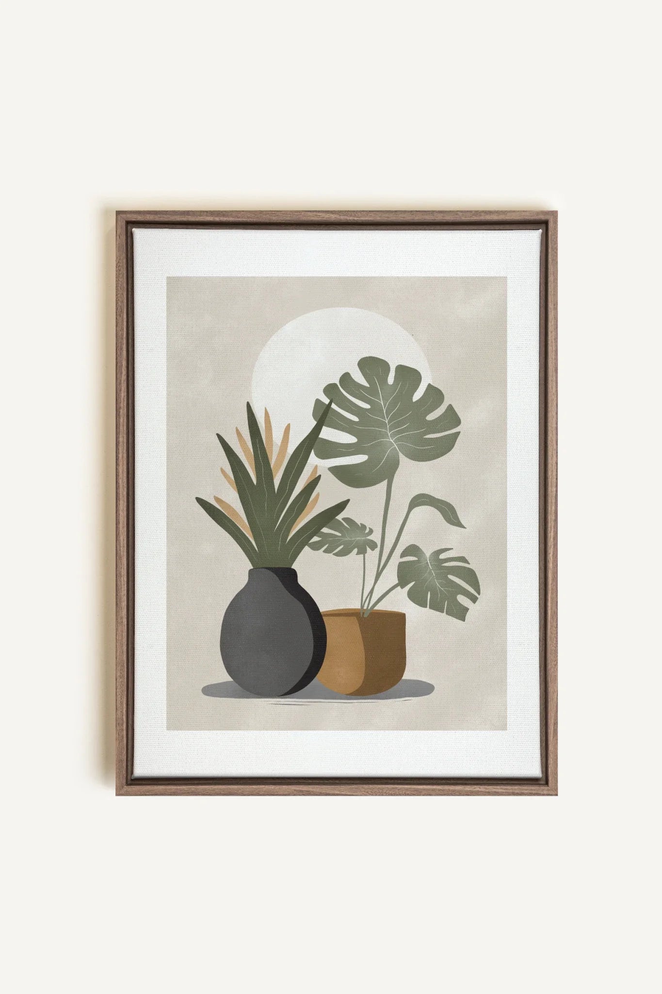 OLEKA CANVAS - DESERT GREENS, Oeuvre sur toile étirée, encadré Brun Chêne