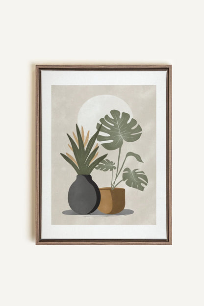 OLEKA CANVAS - DESERT GREENS, Oeuvre sur toile étirée, encadré Brun Chêne