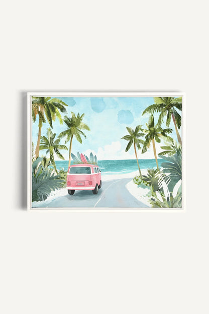 OLEKA CANVAS - DESTINATION SOLEIL, Oeuvre sur toile étirée, encadré Blanc