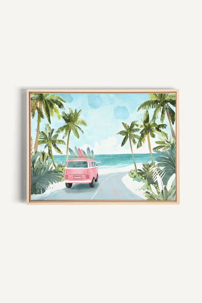 OLEKA CANVAS - DESTINATION SOLEIL, Oeuvre sur toile étirée, encadré Naturel Clair