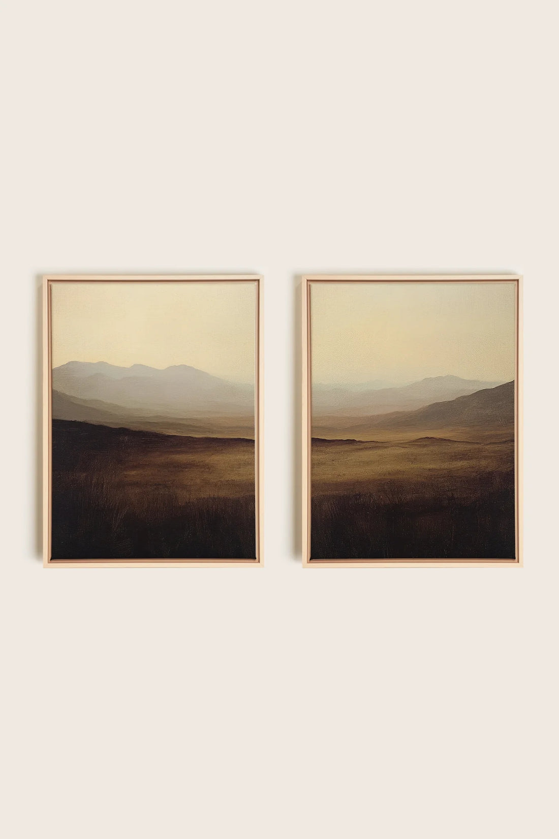 OLEKA CANVAS - DISTANT DREAMS DUO, 2 Oeuvres sur toile étirée, encadré Naturel Clair