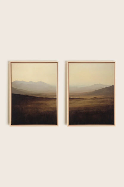 OLEKA CANVAS - DISTANT DREAMS DUO, 2 Oeuvres sur toile étirée, encadré Naturel Clair
