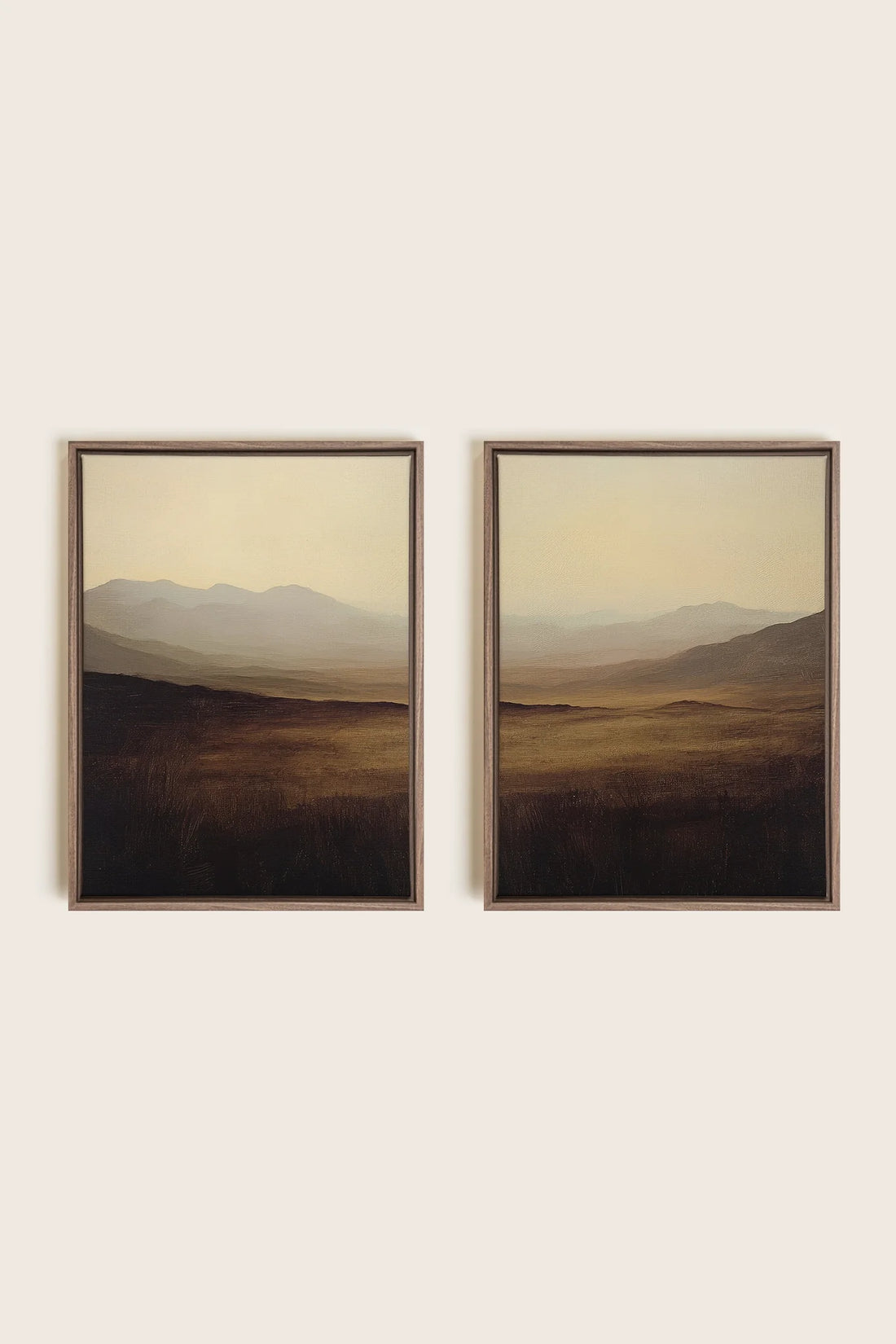 OLEKA CANVAS - DISTANT DREAMS DUO, 2 Oeuvres sur toile étirée, encadré Brun Chêne