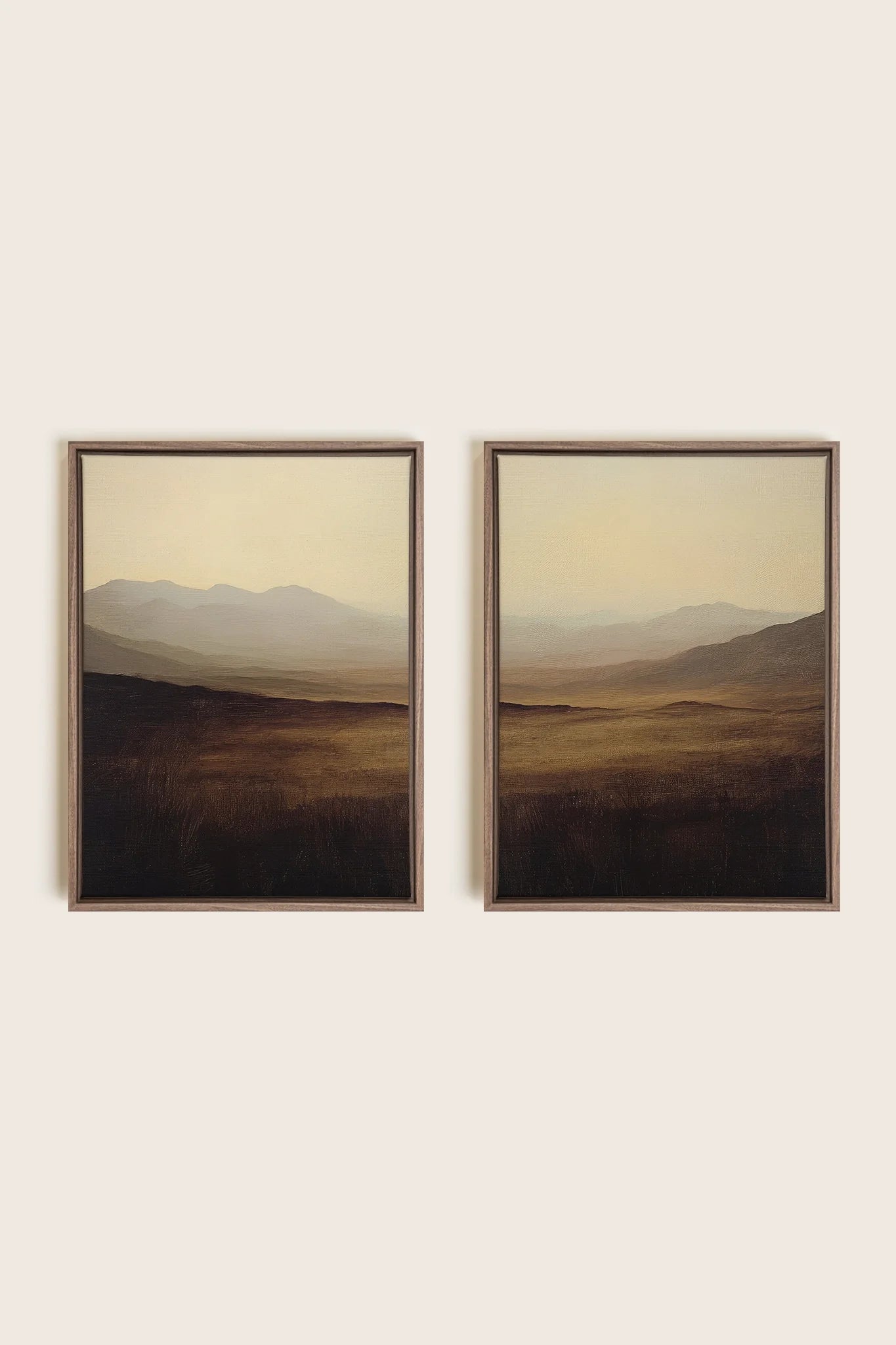 OLEKA CANVAS - DISTANT DREAMS DUO, 2 Oeuvres sur toile étirée, encadré Brun Chêne