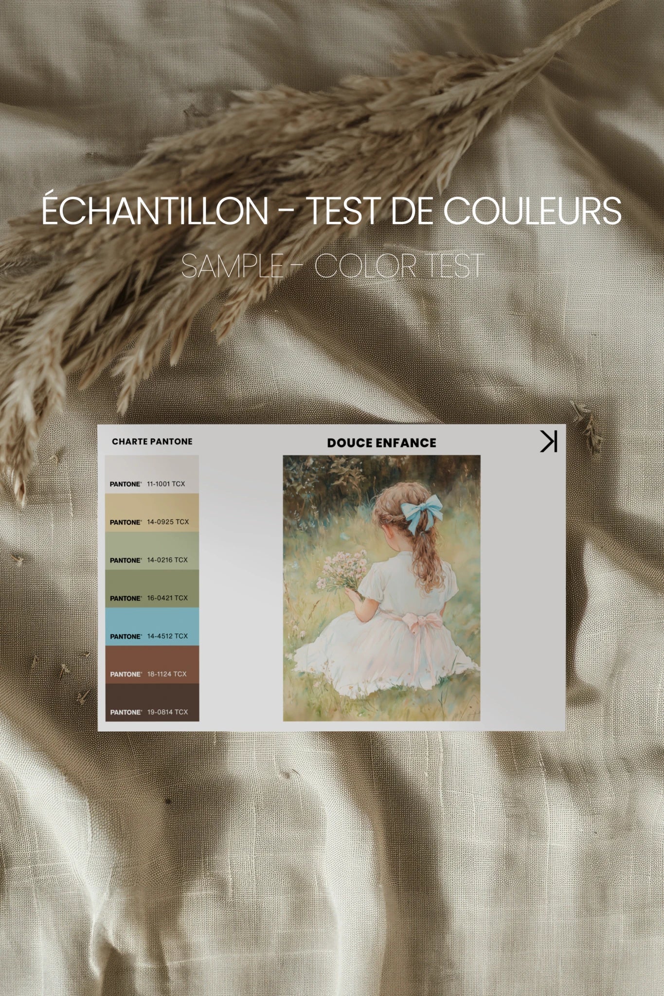 DOUCE ENFANCE, Artwork on rigid canvas, framed Vintage Silver