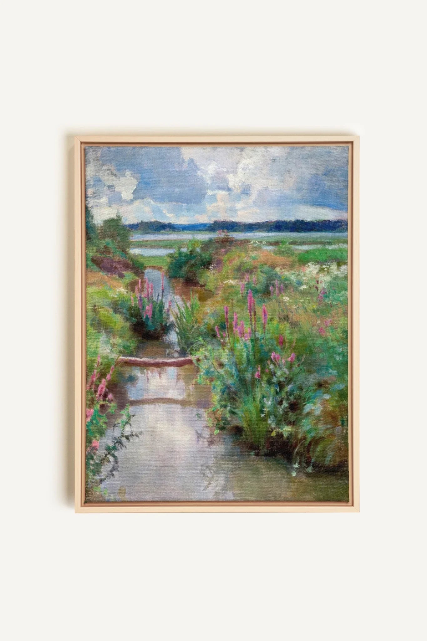 OLEKA CANVAS - DOUCE RIVIÈRE, Oeuvre sur toile étirée, encadré Naturel Clair