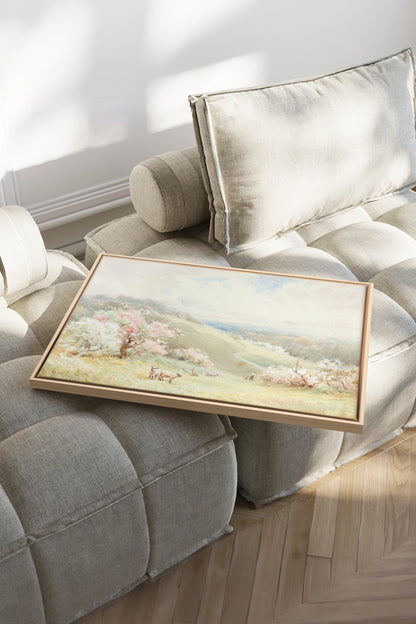 DOUCE SAISON, Oeuvre sur toile étirée, encadré Naturel Clair