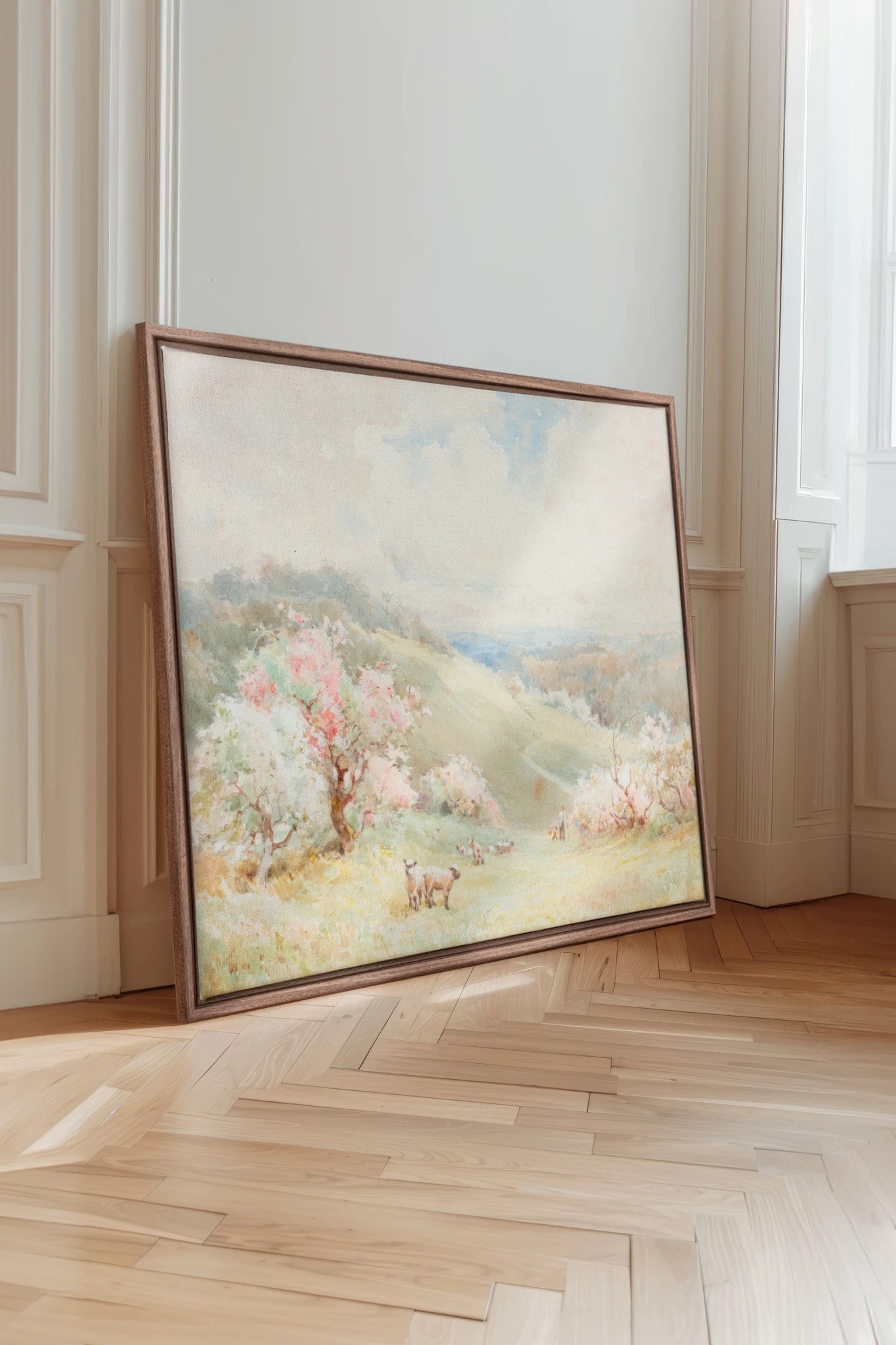 DOUCE SAISON, Oeuvre sur toile étirée, encadré Brun Chêne