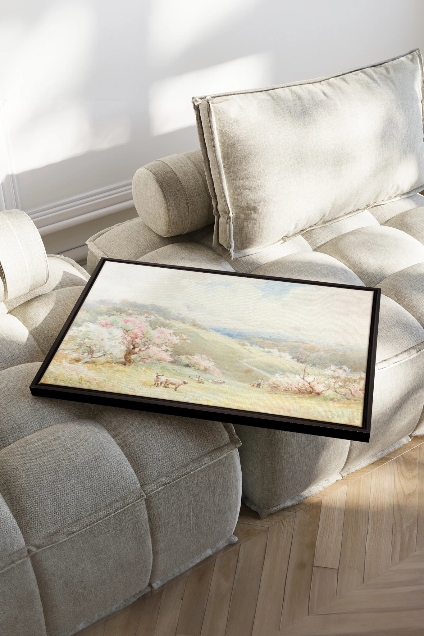 DOUCE SAISON, Oeuvre sur toile étirée, encadré Noir