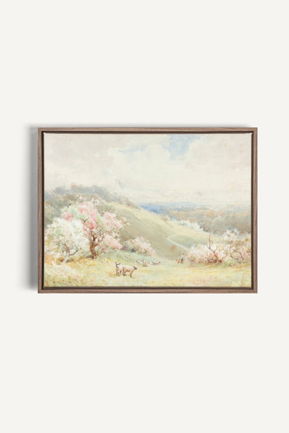 DOUCE SAISON, Oeuvre sur toile étirée, encadré Brun Chêne