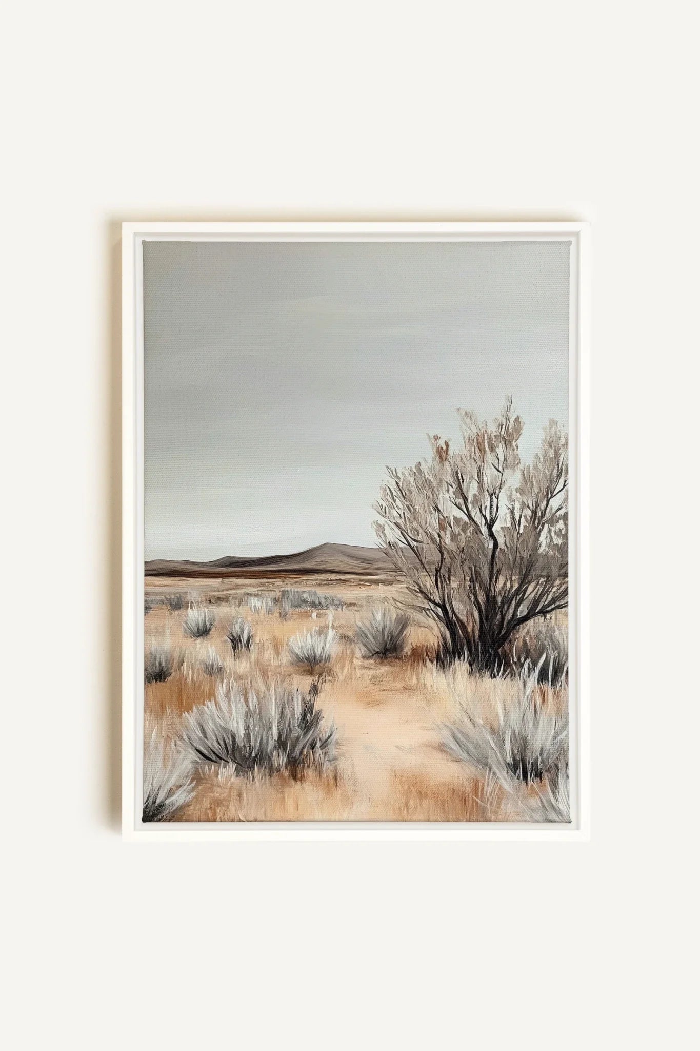 OLEKA CANVAS - DOUCEUR ARIDE, Oeuvre sur toile étirée, encadré Blanc