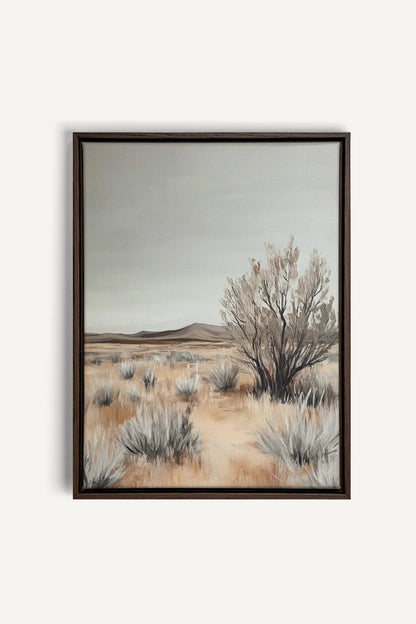 OLEKA CANVAS - DOUCEUR ARIDE, Oeuvre sur toile étirée, encadré Brun Noyer