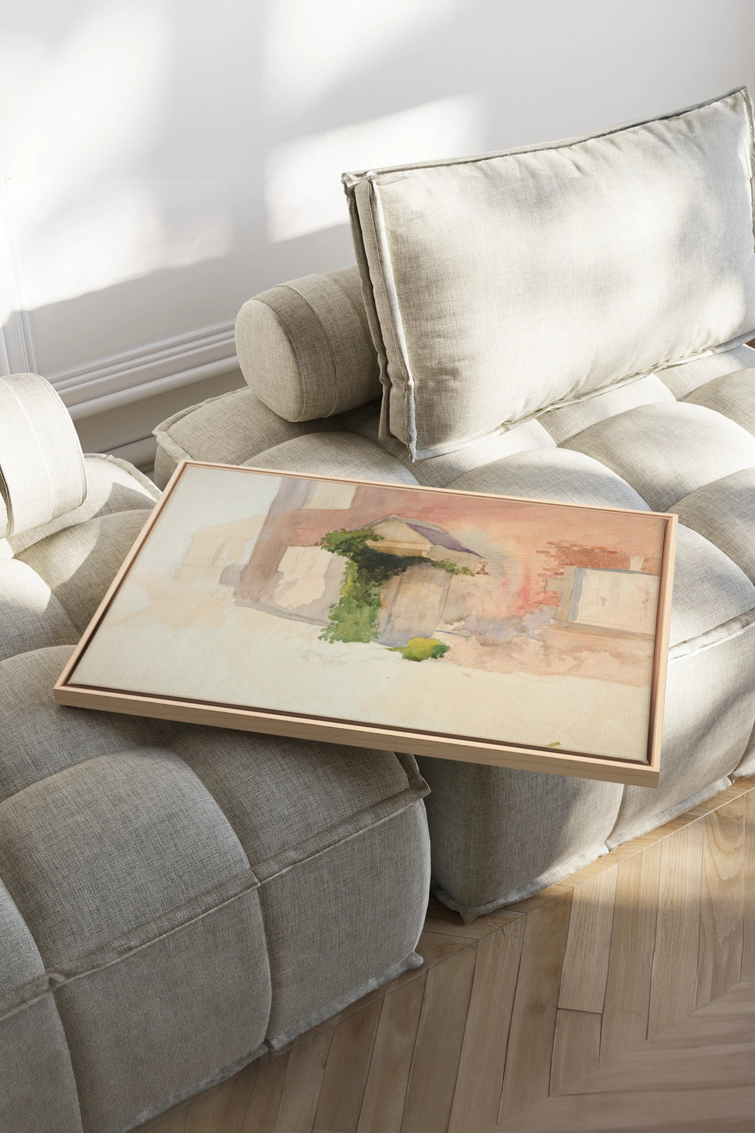 DOUCEUR DE PIERRE, Oeuvre sur toile étirée, encadré Naturel Clair