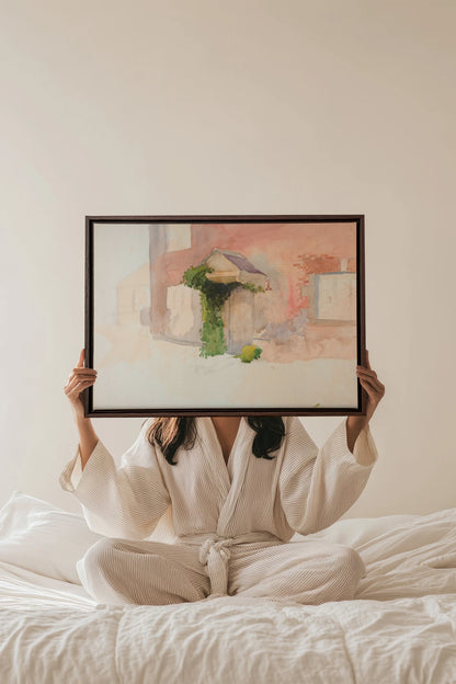DOUCEUR DE PIERRE, Work on stretched canvas, framed Walnut Brown