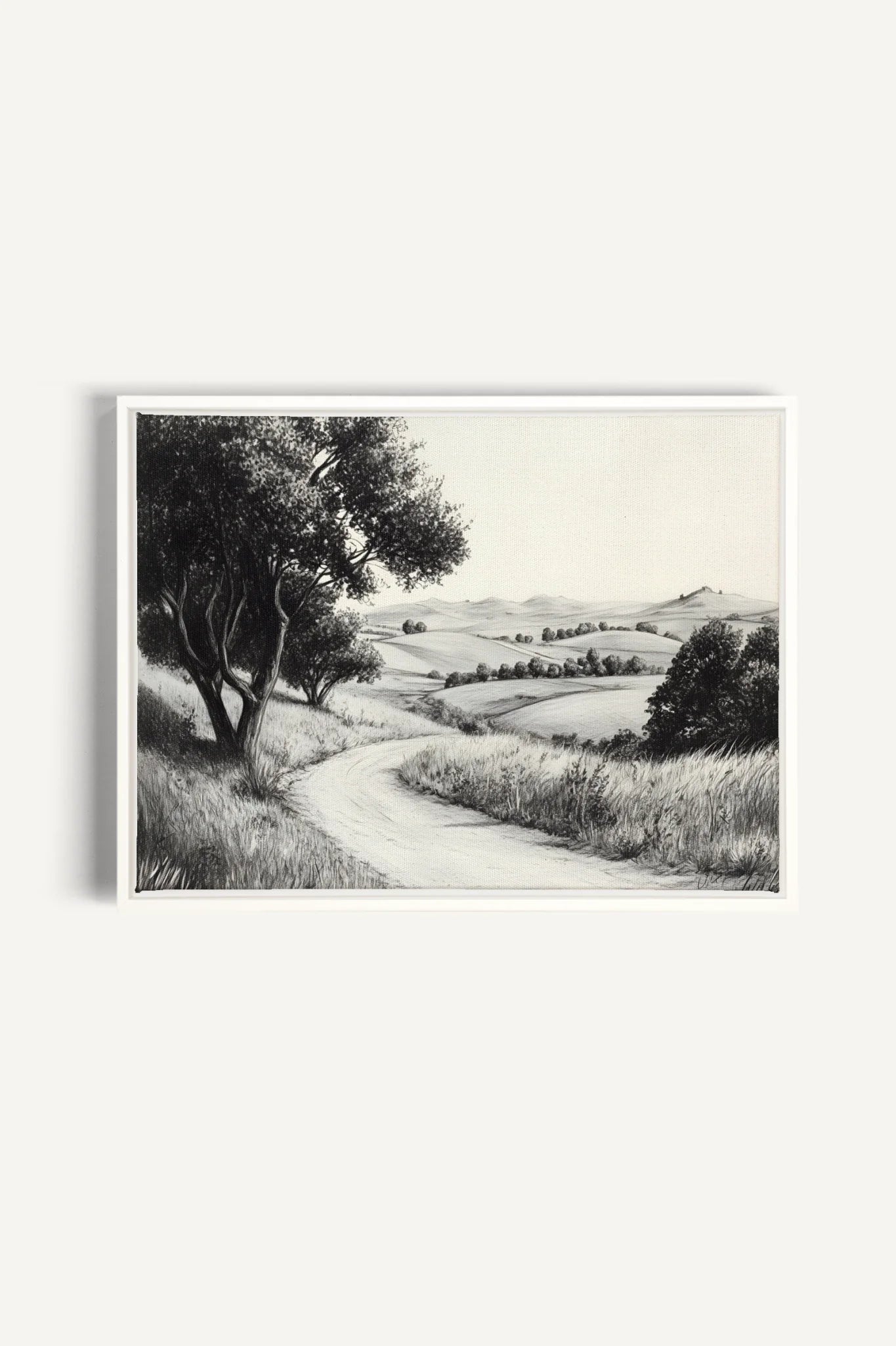 OLEKA CANVAS - DOUCEUR DES COLLINES, Oeuvre sur toile étirée, encadré Blanc