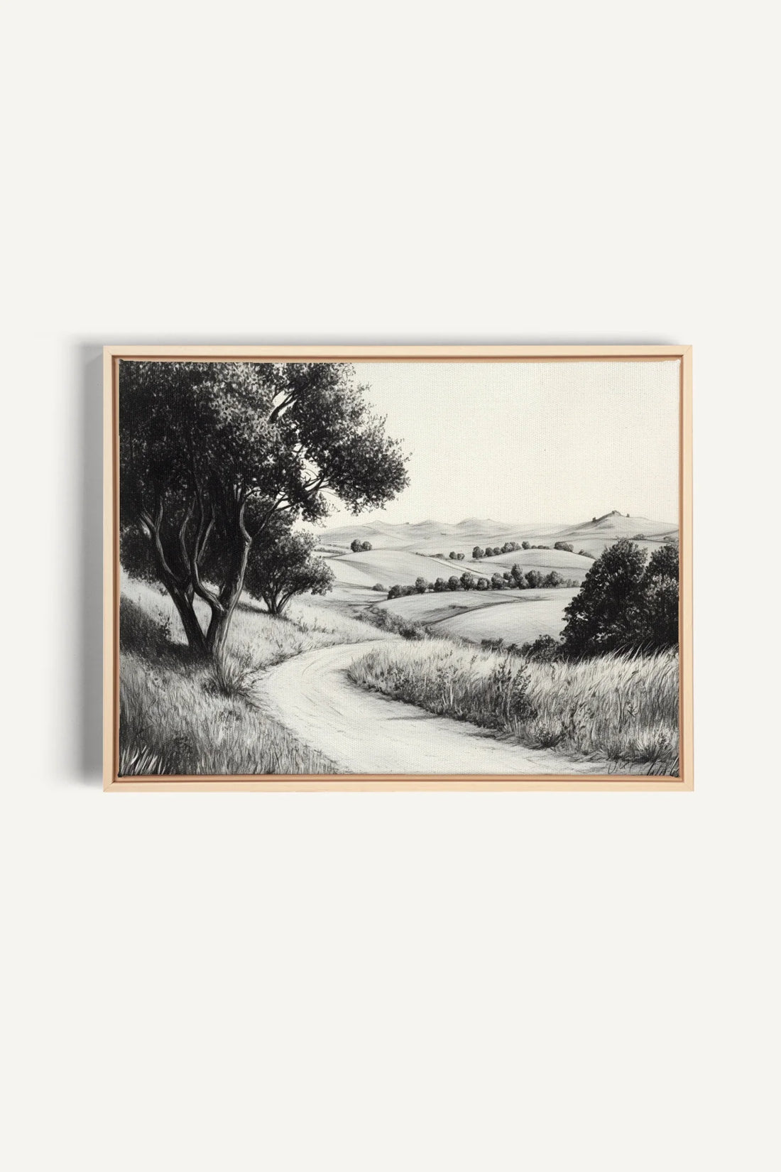 OLEKA CANVAS - DOUCEUR DES COLLINES, Oeuvre sur toile étirée, encadré Naturel Clair