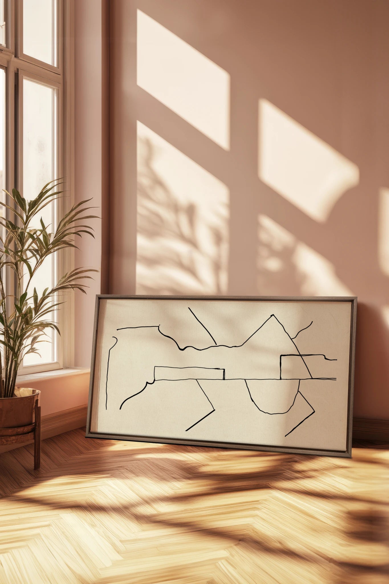 DRIFT MAP, Oeuvre sur toile étirée, encadré Brun Chêne