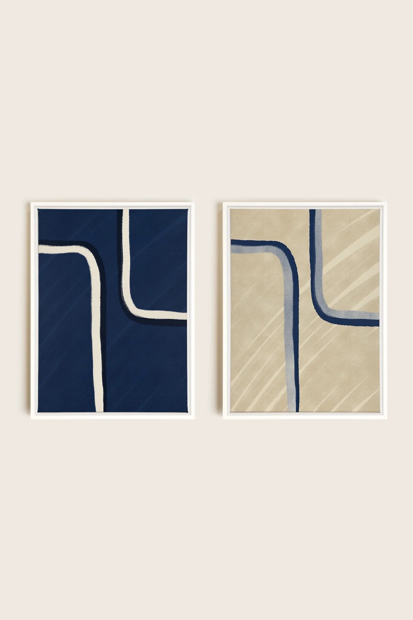 OLEKA CANVAS - DUAL FORM DUO, 2 Oeuvres sur toile étirée, encadré Blanc