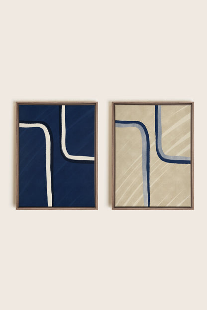 DUAL FORM DUO, 2 Oeuvres sur toile étirée, encadré Brun Chêne