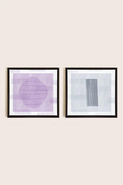 OLEKA CANVAS - DUO CALME CONTRASTÉ, 2 Oeuvres sur toile étirée, encadré Noir