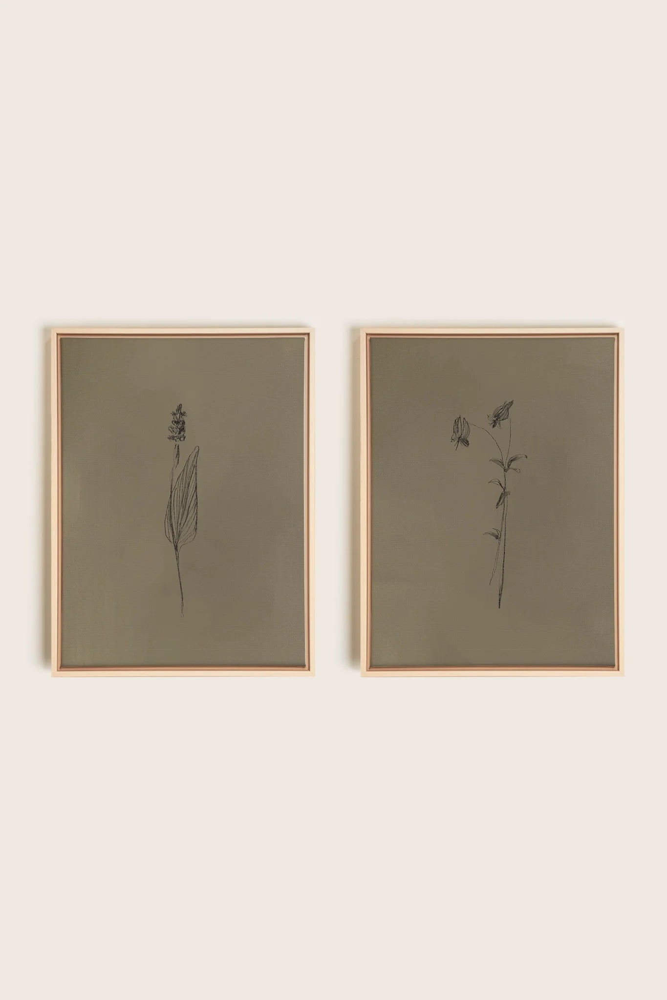 OLEKA CANVAS - DUO ESPRIT SAUVAGE, 2 Oeuvres sur toile étirée, encadré Naturel Clair