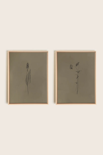 OLEKA CANVAS - DUO ESPRIT SAUVAGE, 2 Oeuvres sur toile étirée, encadré Naturel Clair