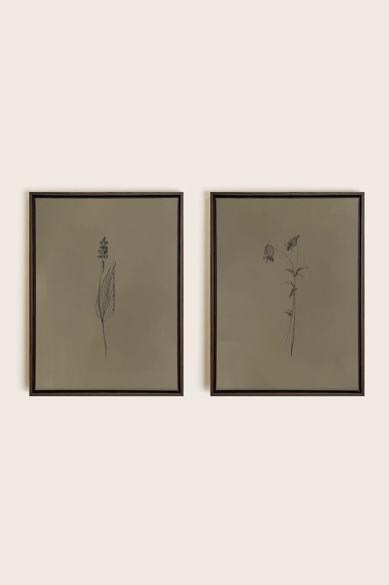 OLEKA CANVAS - DUO ESPRIT SAUVAGE, 2 Oeuvres sur toile étirée, encadré Brun Noyer