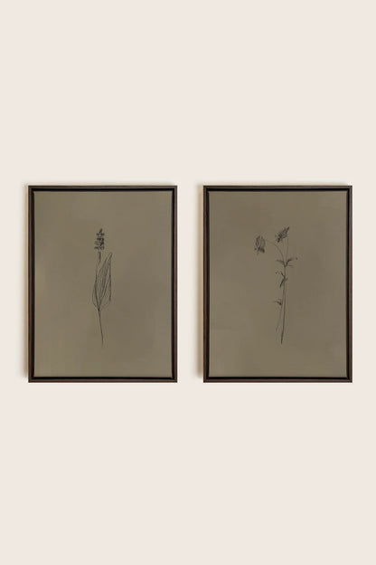 OLEKA CANVAS - DUO ESPRIT SAUVAGE, 2 Oeuvres sur toile étirée, encadré Brun Noyer