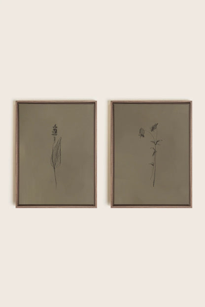 OLEKA CANVAS - DUO ESPRIT SAUVAGE, 2 Oeuvres sur toile étirée, encadré Brun Chêne