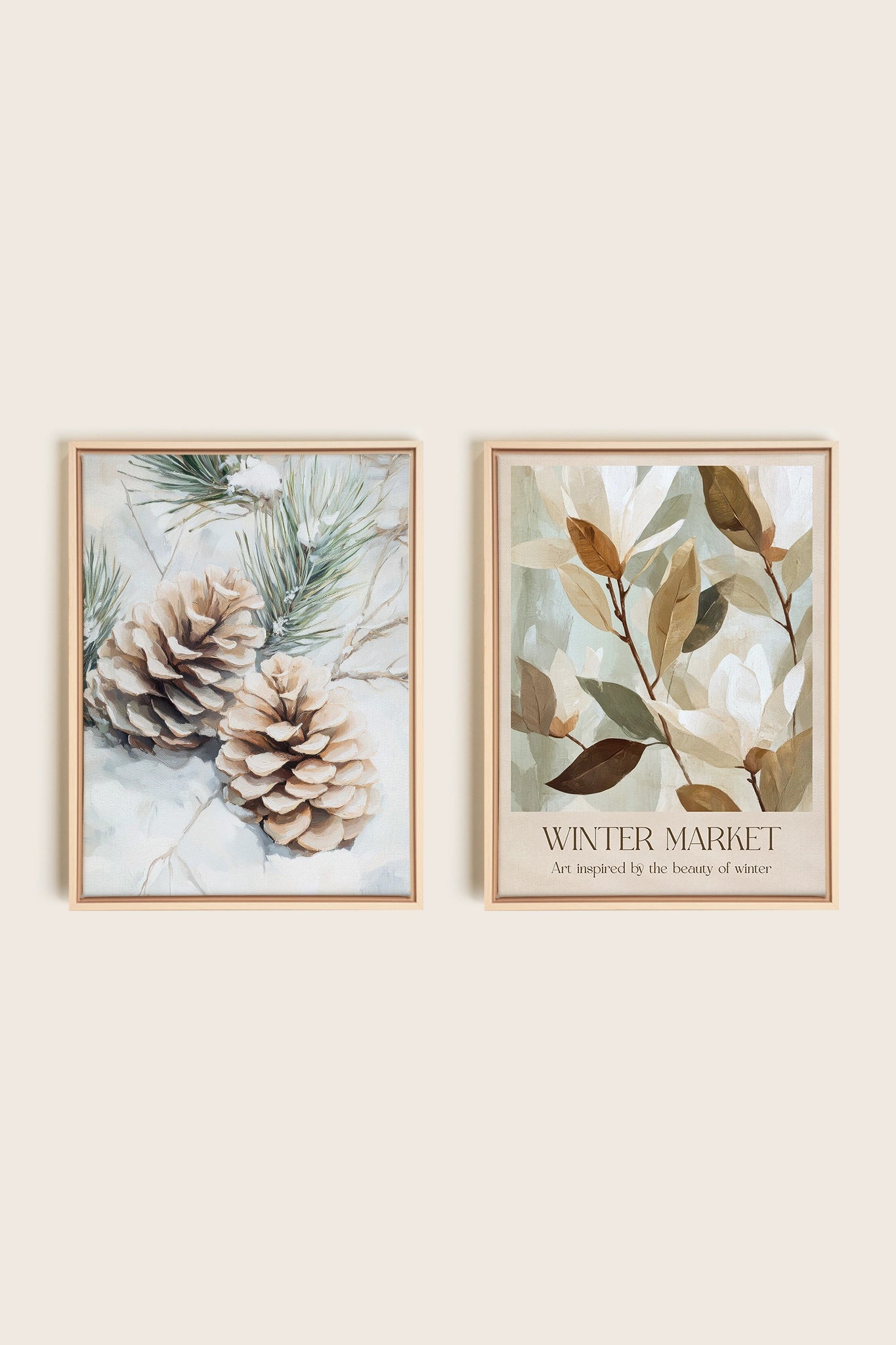 DUO GIVRE ET NATURE, Oeuvre sur toile étirée, encadré Naturel Clair