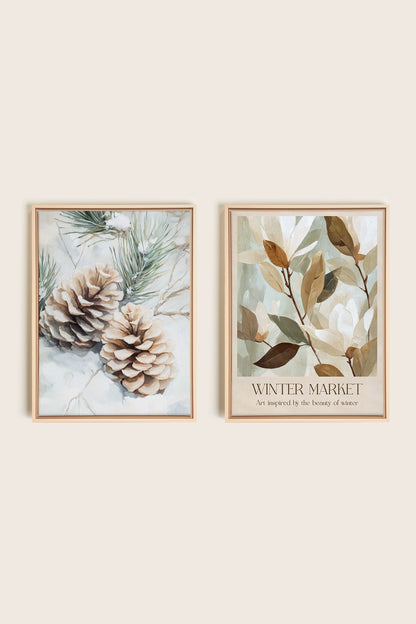 DUO GIVRE ET NATURE, Oeuvre sur toile étirée, encadré Naturel Clair