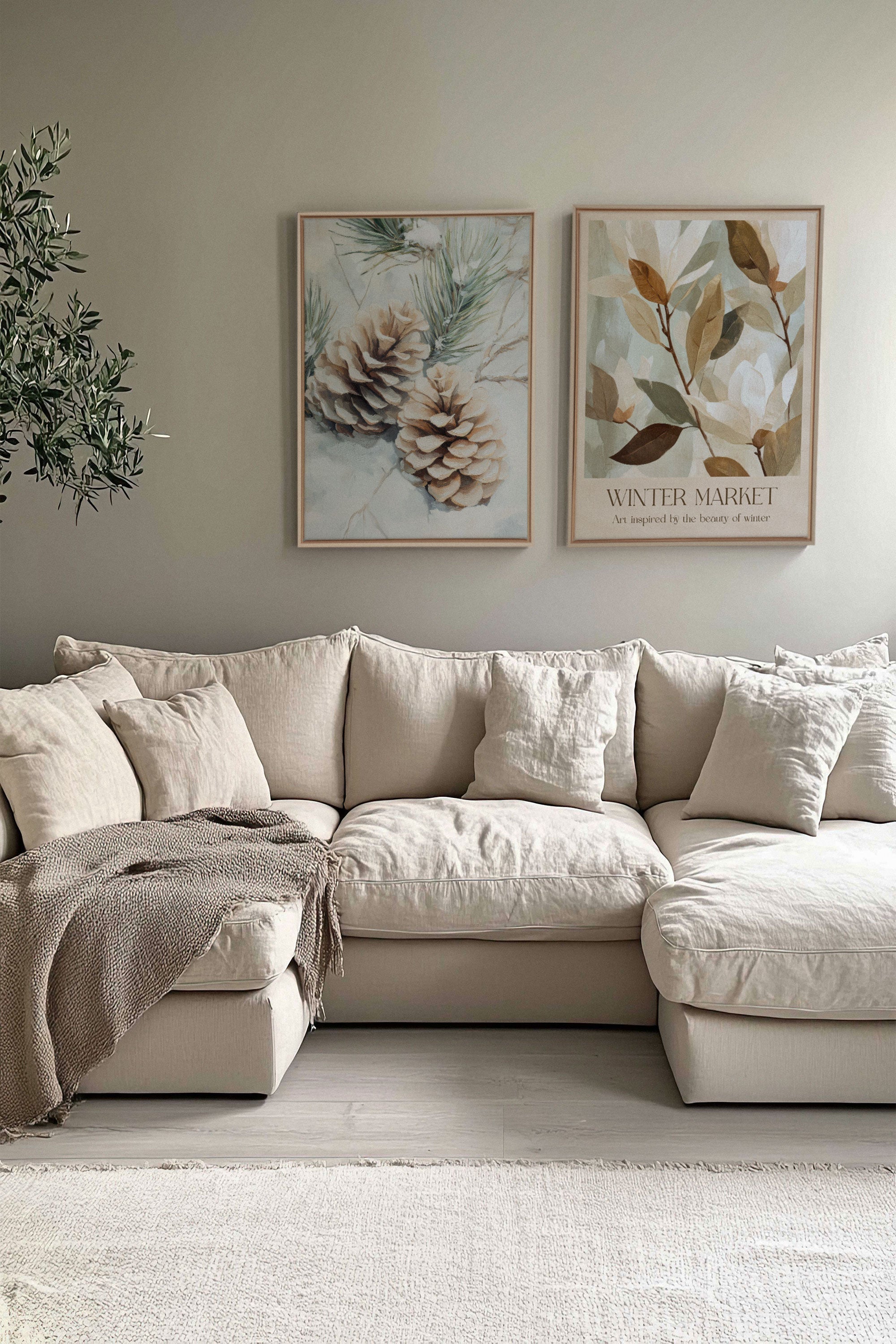 OLEKA CANVAS - DUO GIVRE ET NATURE, Oeuvre sur toile étirée, encadré Naturel Clair