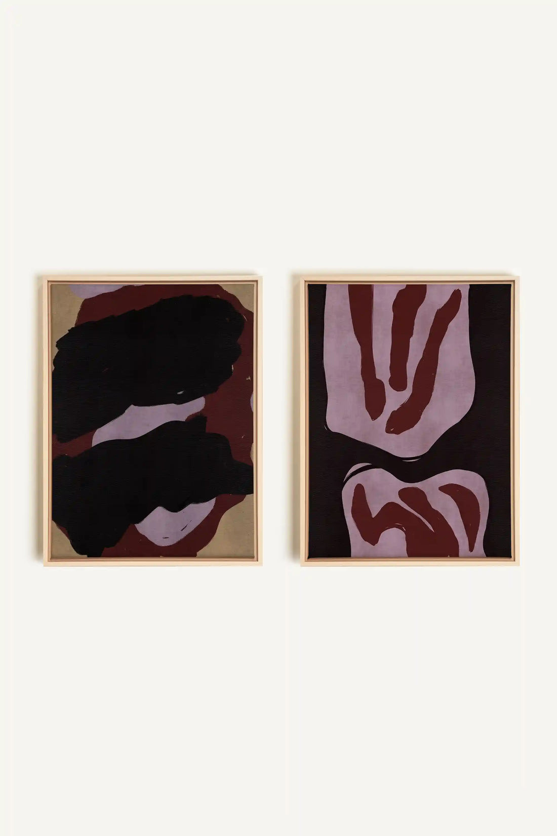 DUO INK &amp; DUST, 2 Oeuvres sur toile étirée, encadré Naturel Clair