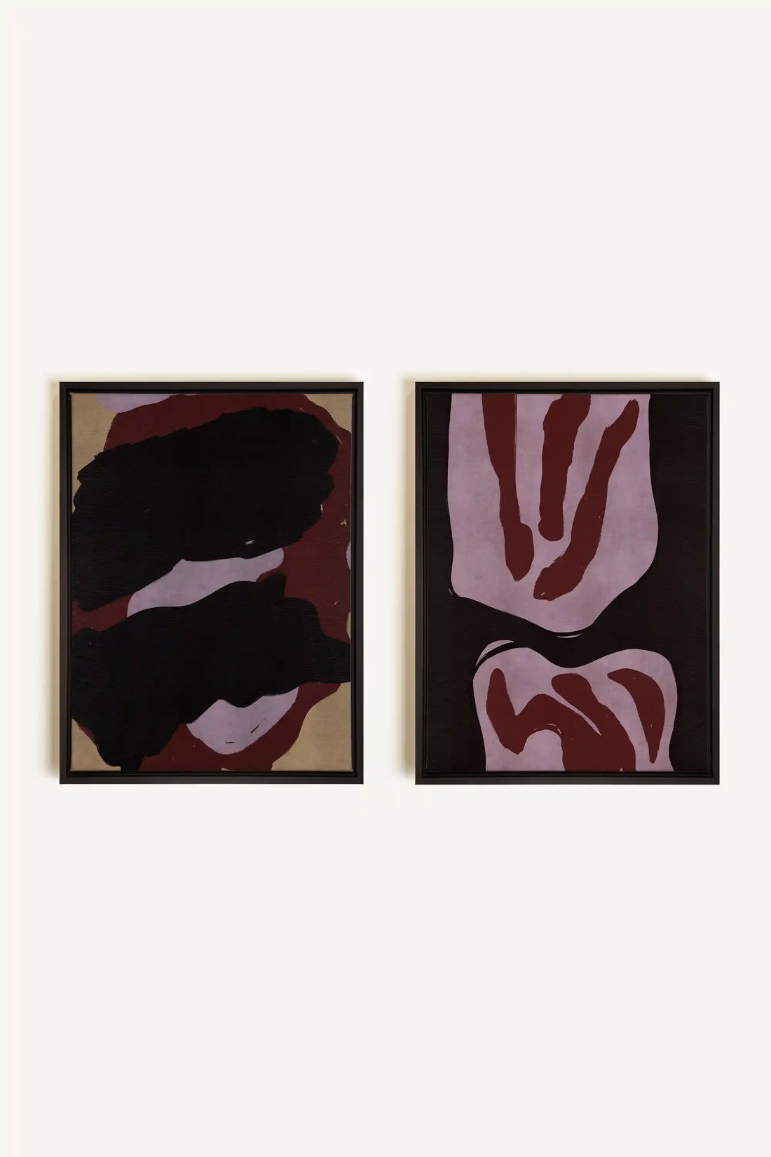 DUO INK &amp; DUST, 2 Works on stretched canvas, black framed