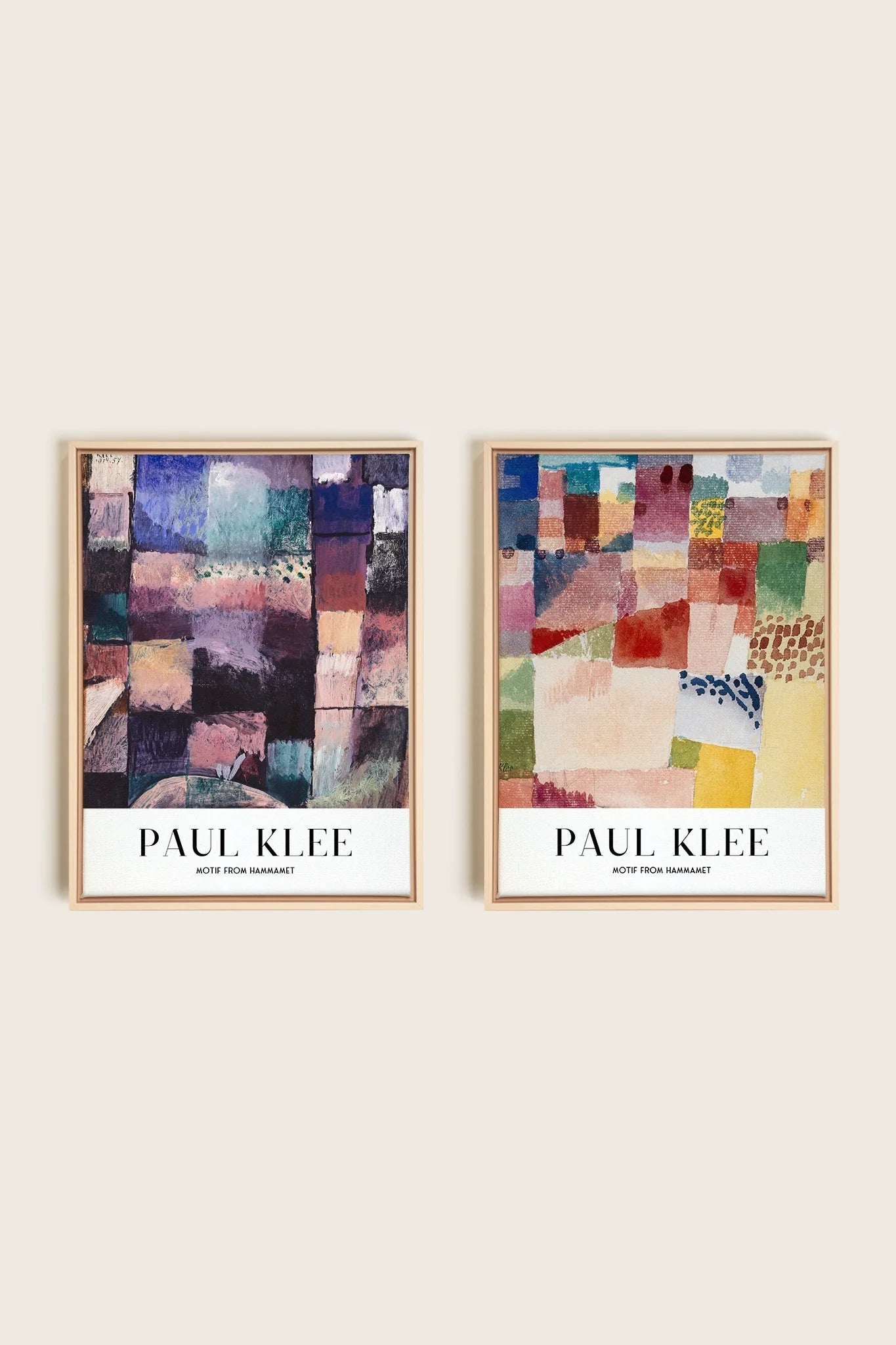 OLEKA CANVAS - DUO PAUL KLEE, 2 Oeuvres sur toile étirée, encadré Naturel Clair