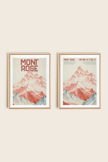 OLEKA CANVAS - DUO ROSE SUMMIT, 2 Oeuvres sur toile étirée, encadré Naturel Clair