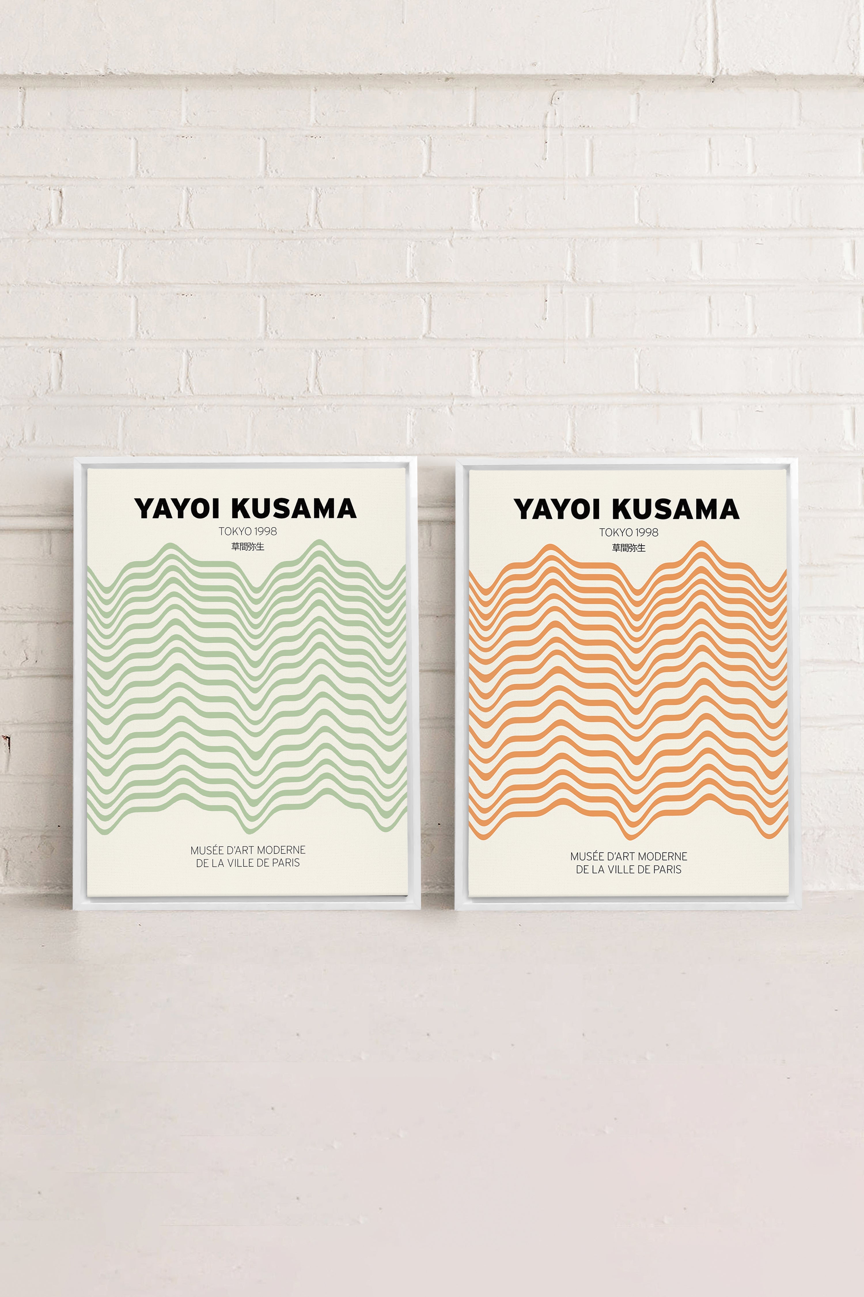 OLEKA CANVAS - COMBINAISON YAYOI, 2 Oeuvres sur toile étirée, encadré Blanc